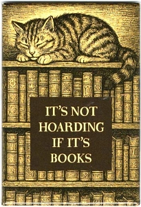 It's Not Hoarding If It's Books.  Magnet.  Cat on Bookshelf.